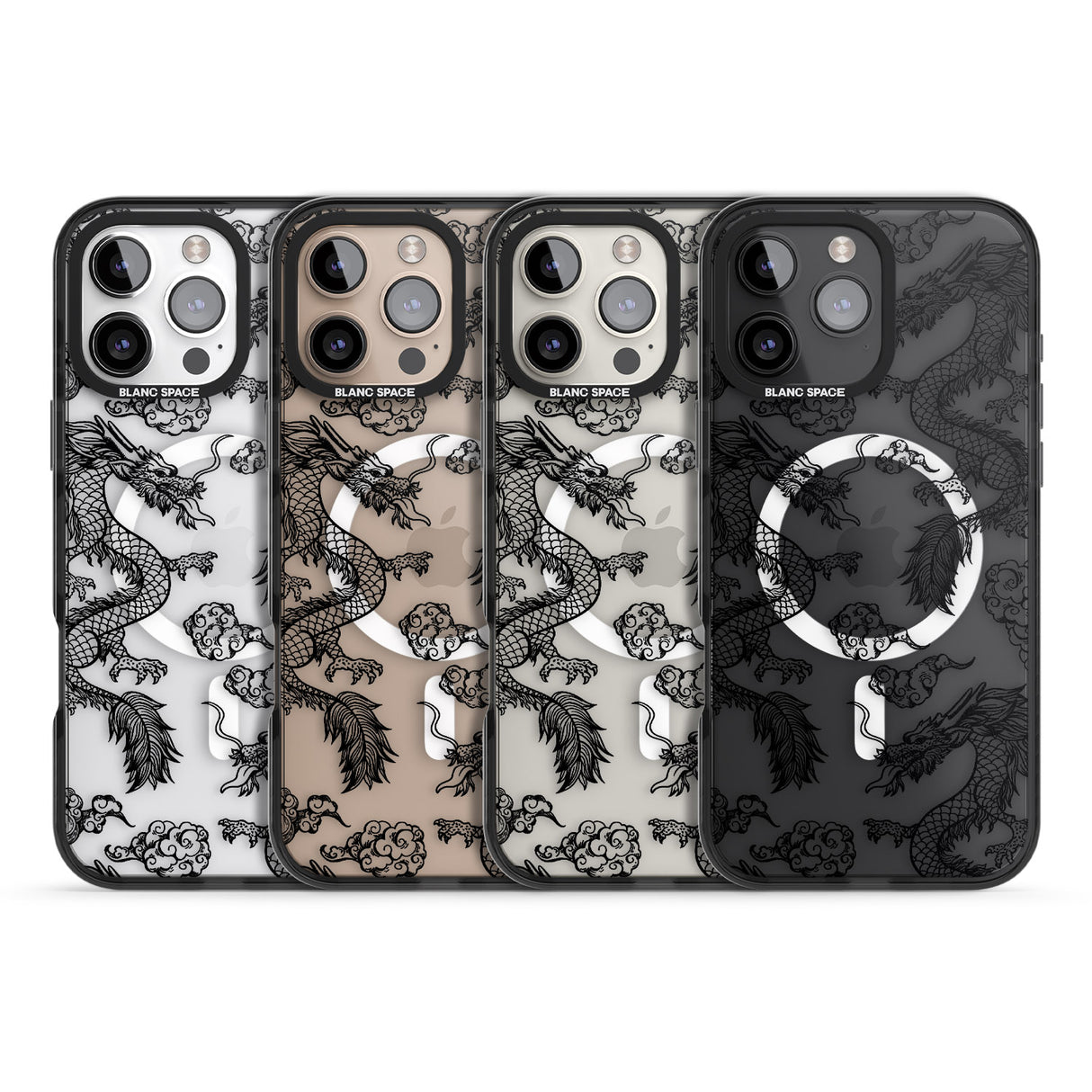 iPhone 16 Pro Max Black Dragon Pattern Black Impact Phone Case