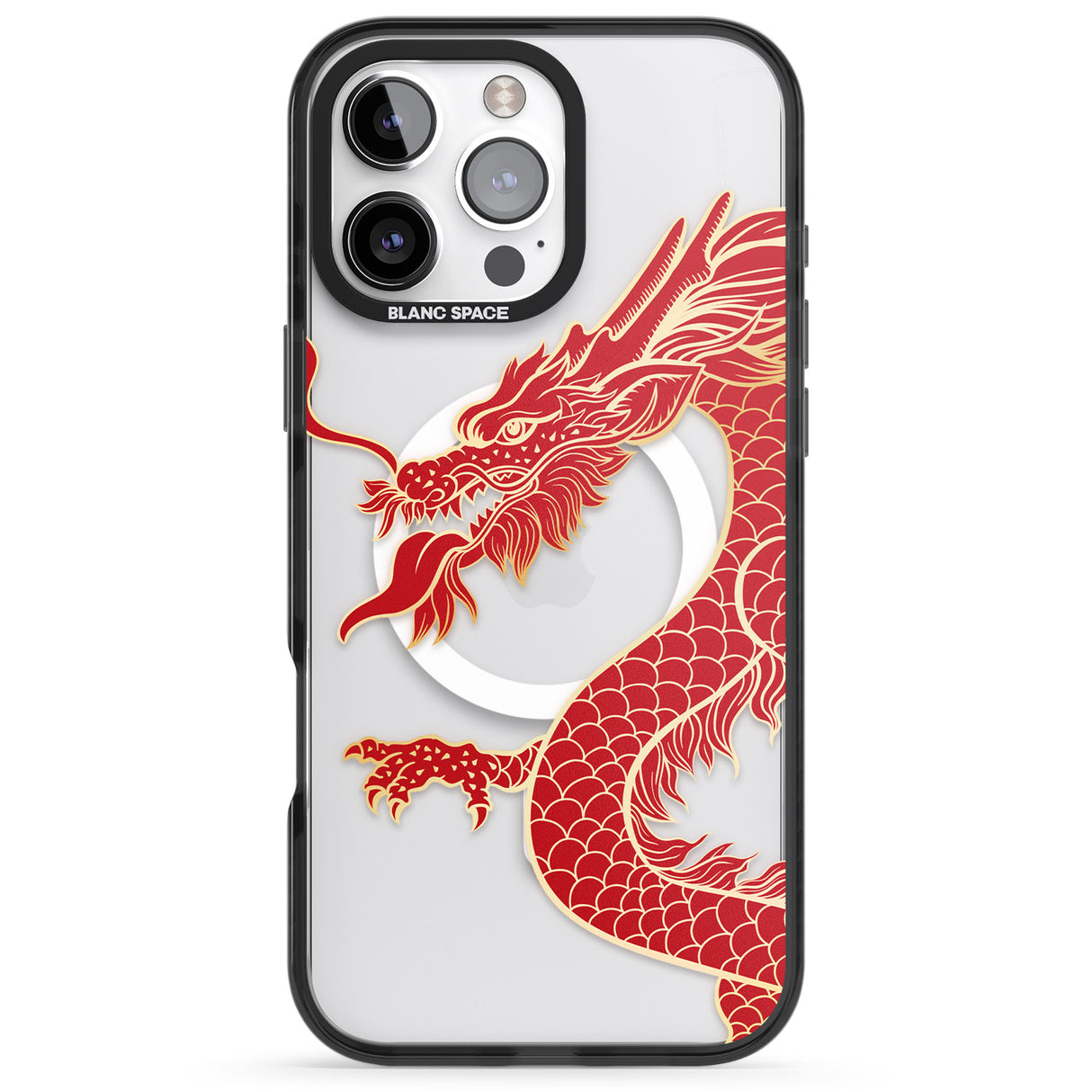 iPhone 16 Pro Max Large Red Dragon Black Impact Phone Case