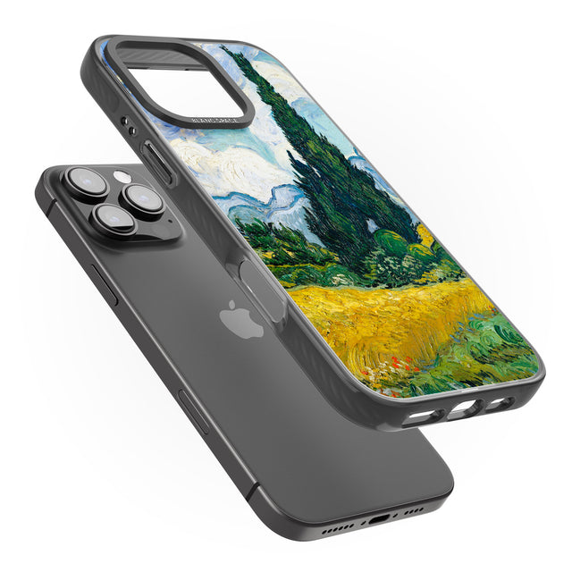 iPhone 16 Pro Max Wheat Field with Cypresses by Vincent Van Gogh Black Impact Phone Case