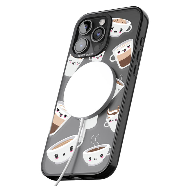 iPhone 16 Pro Max Coffee Faces Black Impact Phone Case