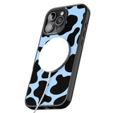 iPhone 16 Pro Max Blue and Black Cow Print Black Impact Phone Case