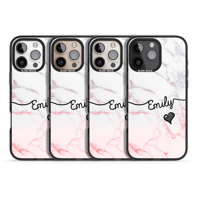 iPhone 16 Pro Max Pink Fade Marble Black Impact Phone Case