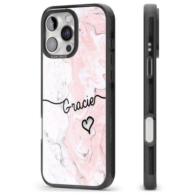 iPhone 16 Pro Max Pink Marble Black Impact Phone Case