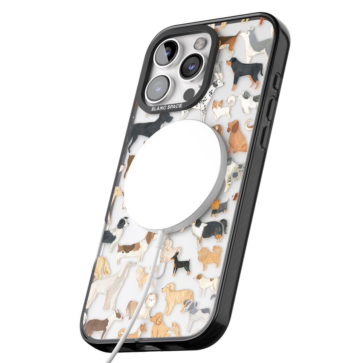 iPhone 16 Pro Max Hand Painted Dogs Black Impact Phone Case