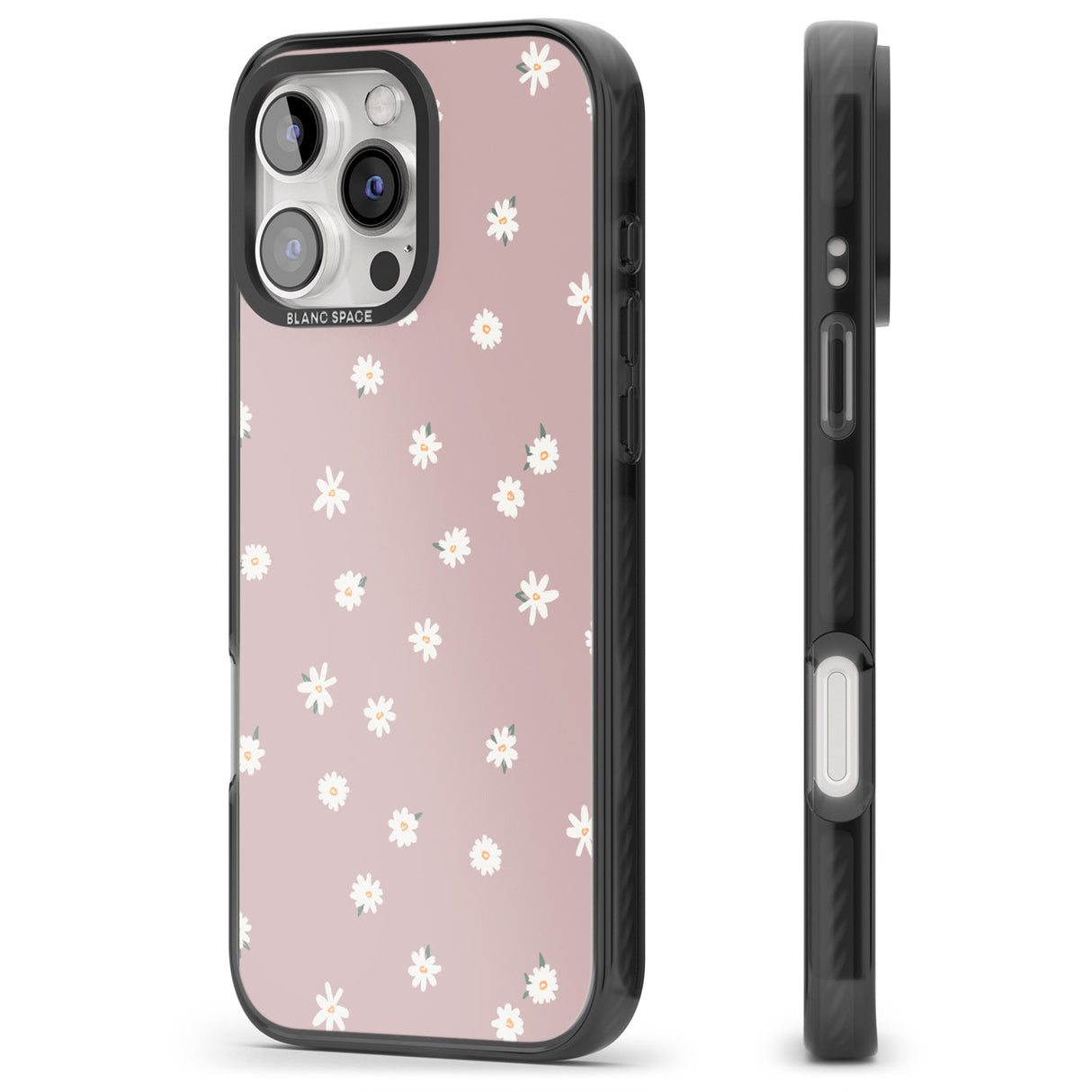 iPhone 16 Pro Max Dark Pink Cute Floral Design Black Impact Phone Case