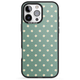 iPhone 16 Pro Max Daisy Pattern Teal Cute Floral Black Impact Phone Case