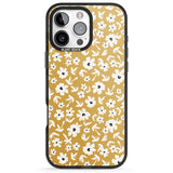 iPhone 16 Pro Max Floral Print on Mustard Cute Floral Black Impact Phone Case