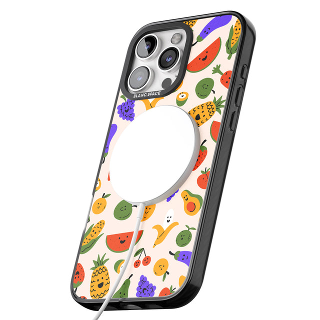 iPhone 16 Pro Max Mixed Kawaii Food Icons - Solid Black Impact Phone Case