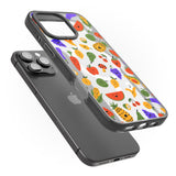 iPhone 16 Pro Max Mixed Kawaii Food Icons - Clear Black Impact Phone Case