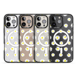 iPhone 16 Pro Max White Daisy Pattern (Clear) Black Impact Phone Case