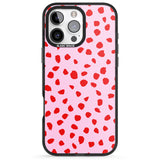 iPhone 16 Pro Max Red on Pink Dalmatian Polka Dot Spots Black Impact Phone Case