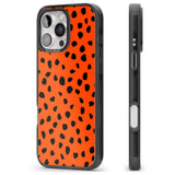 iPhone 16 Pro Max Black & Bright Red Dalmatian Polka Dot Spots Black Impact Phone Case