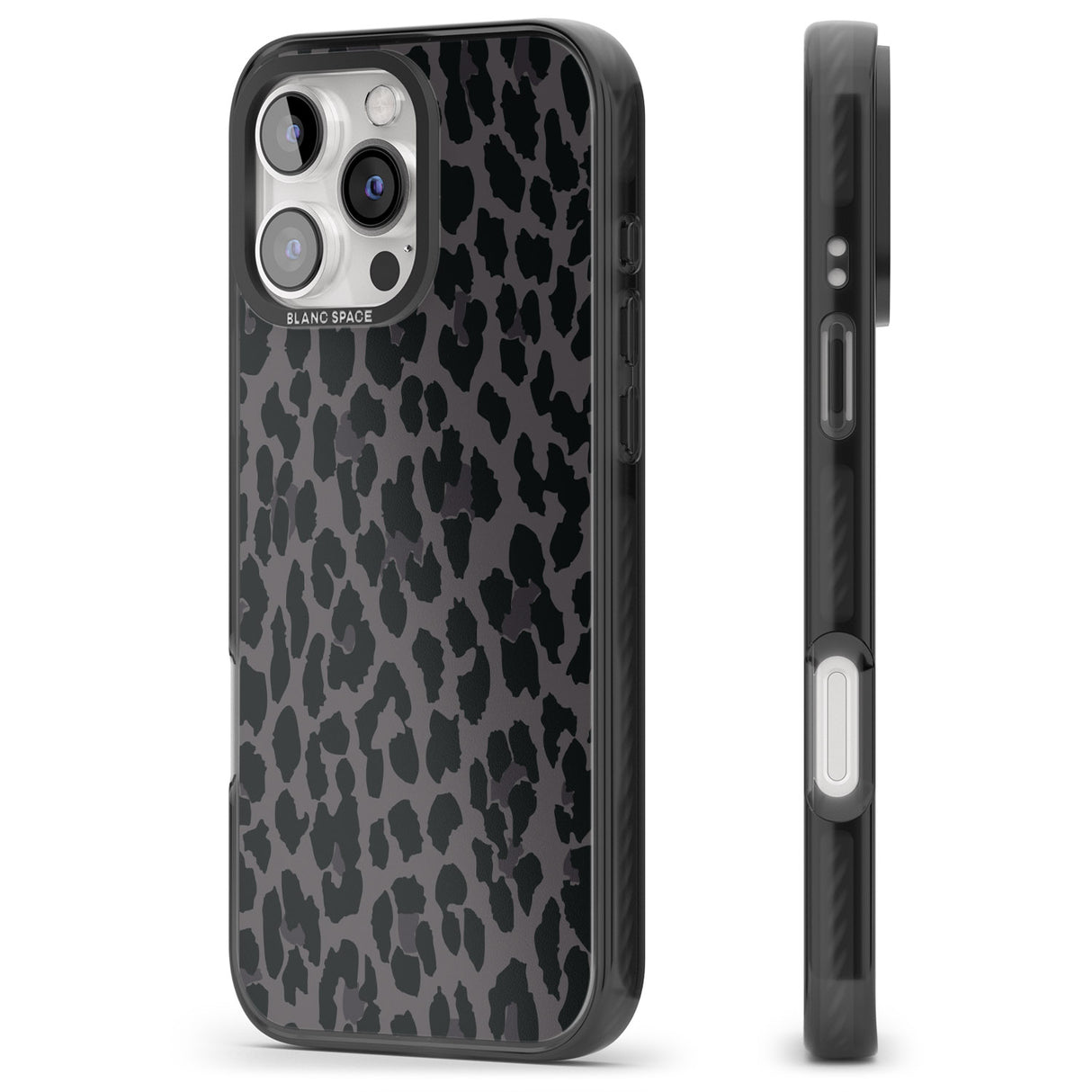 iPhone 16 Pro Max Dark Animal Print Pattern Large Leopard Black Impact Phone Case