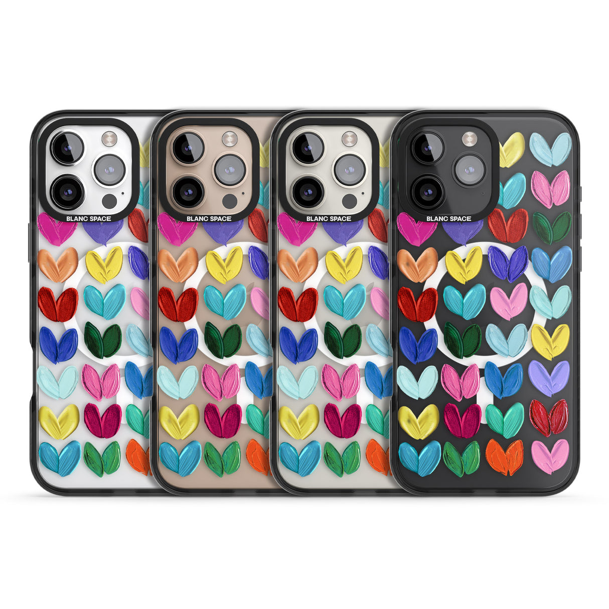 iPhone 16 Pro Max Oil Painted Hearts Black Impact Phone Case