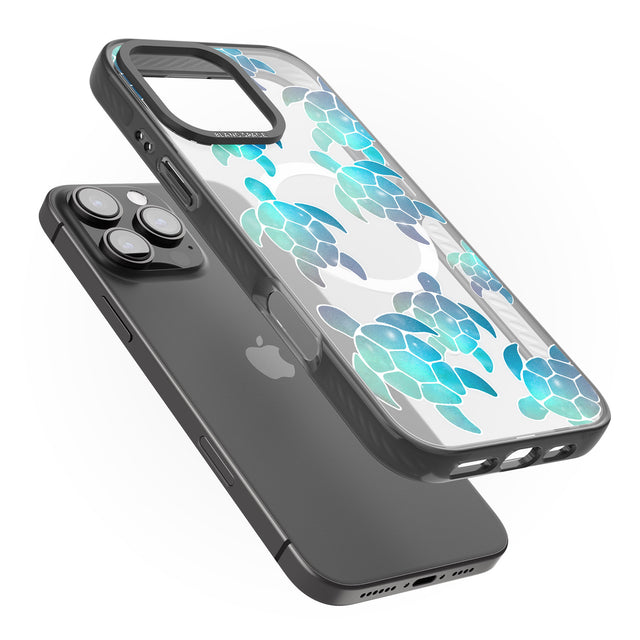 iPhone 16 Pro Max Aqua Space Turtles Black Impact Phone Case