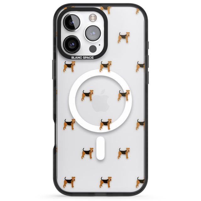 iPhone 16 Pro Max Airedale Terrier Dog Pattern Clear Black Impact Phone Case