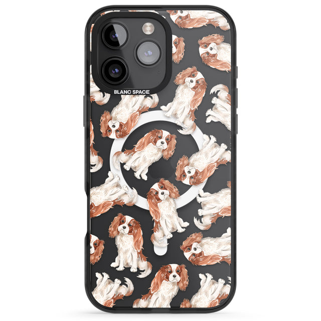 iPhone 16 Pro Max Cavalier King Charles Spaniel Dog Pattern Black Impact Phone Case