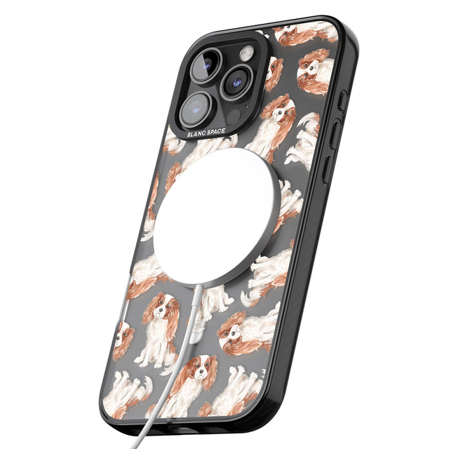 iPhone 16 Pro Max Cavalier King Charles Spaniel Dog Pattern Black Impact Phone Case