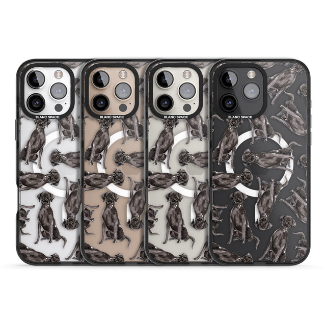 iPhone 16 Pro Max Black Labrador Watercolour Dog Pattern Black Impact Phone Case