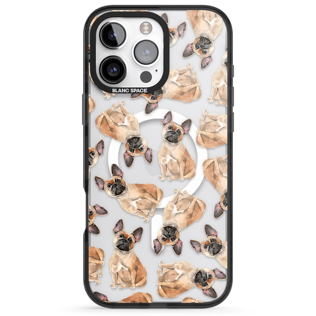 iPhone 16 Pro Max French Bulldog Watercolour Dog Pattern Black Impact Phone Case