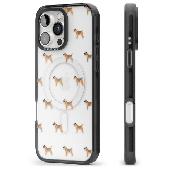 iPhone 16 Pro Max Border Terrier Dog Pattern Clear Black Impact Phone Case