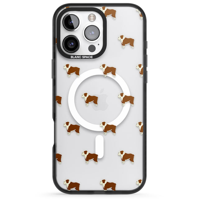 iPhone 16 Pro Max English Bulldog Dog Pattern Clear Black Impact Phone Case