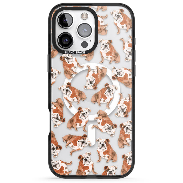 iPhone 16 Pro Max English Bulldog Watercolour Dog Pattern Black Impact Phone Case