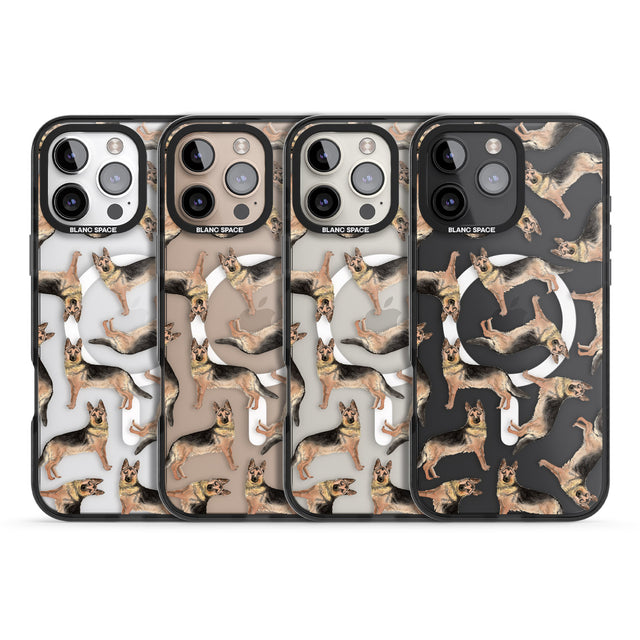 iPhone 16 Pro Max German Shepherd Watercolour Dog Pattern Black Impact Phone Case