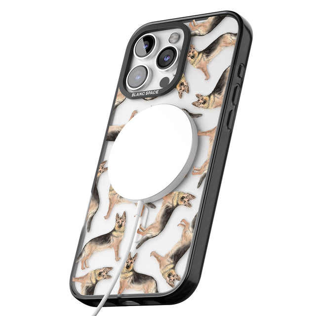 iPhone 16 Pro Max German Shepherd Watercolour Dog Pattern Black Impact Phone Case