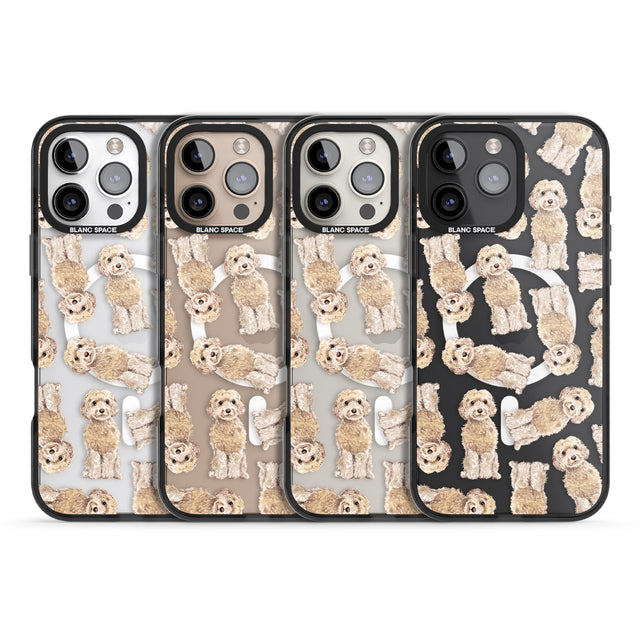 iPhone 16 Pro Max Cockapoo (Champagne) Watercolour Dog Pattern Black Impact Phone Case