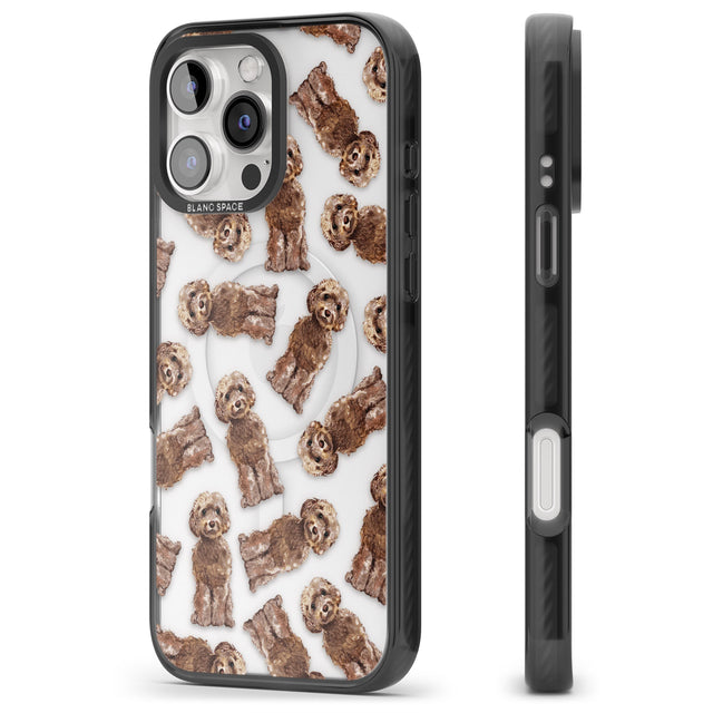 iPhone 16 Pro Max Cockapoo (Brown) Watercolour Dog Pattern Black Impact Phone Case