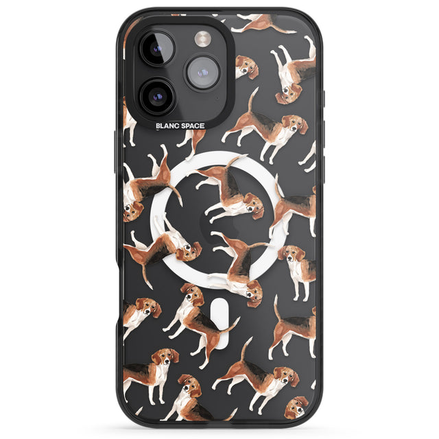 iPhone 16 Pro Max Beagle Watercolour Dog Pattern Black Impact Phone Case