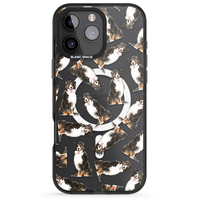 iPhone 16 Pro Max Bernese Mountain Dog Watercolour Dog Pattern Black Impact Phone Case