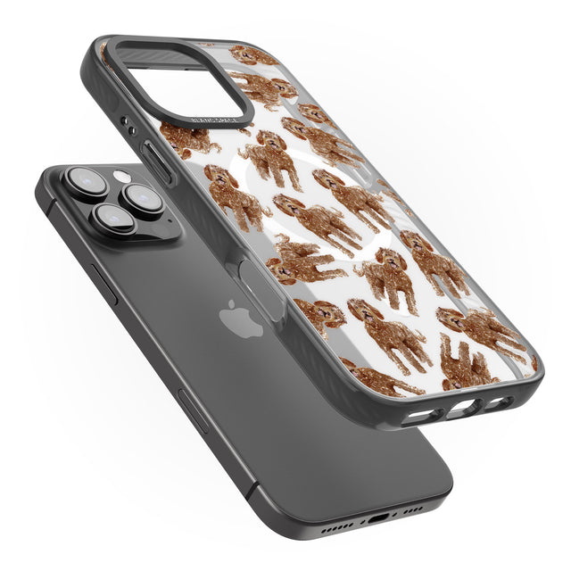 iPhone 16 Pro Max Labradoodle (Brown) Watercolour Dog Pattern Black Impact Phone Case