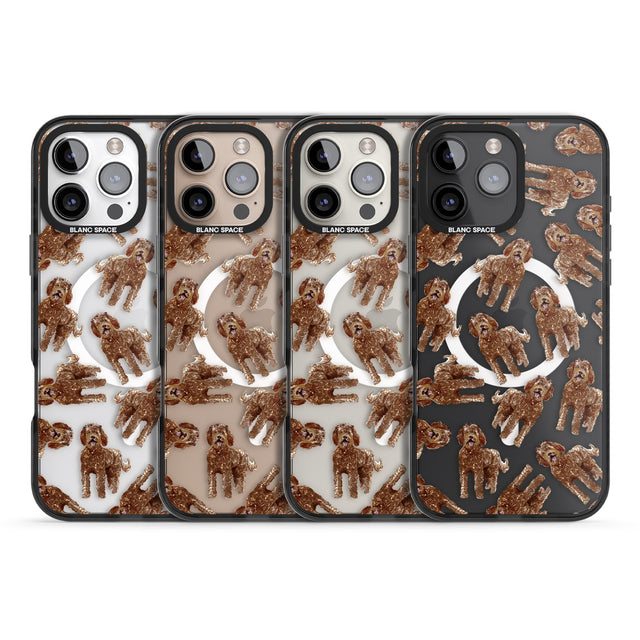 iPhone 16 Pro Max Labradoodle (Brown) Watercolour Dog Pattern Black Impact Phone Case