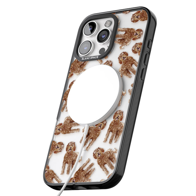 iPhone 16 Pro Max Labradoodle (Brown) Watercolour Dog Pattern Black Impact Phone Case