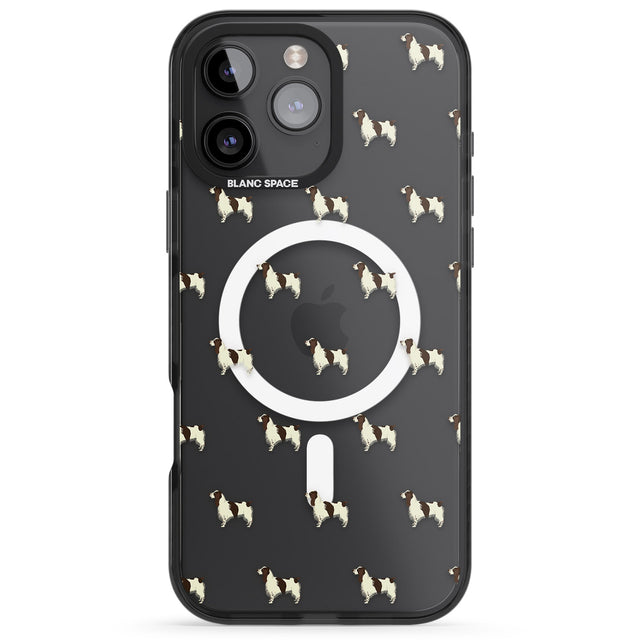 iPhone 16 Pro Max English Springer Spaniel Dog Pattern Clear Black Impact Phone Case