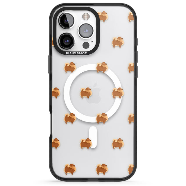 iPhone 16 Pro Max Pomeranian Dog Pattern Clear Black Impact Phone Case