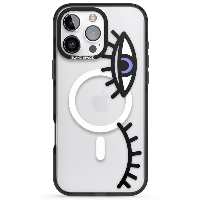 iPhone 16 Pro Max Winking Eyes Transparent Pattern Black Impact Phone Case