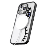 iPhone 16 Pro Max Winking Eyes Transparent Pattern Black Impact Phone Case