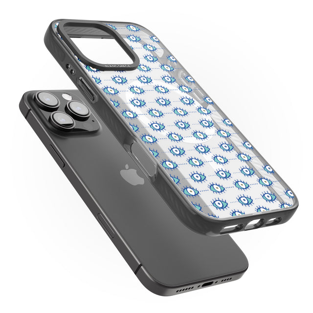 iPhone 16 Pro Max Crazy Eyes (Clear) Psychedelic Eyes Pattern Black Impact Phone Case