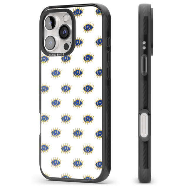 iPhone 16 Pro Max Gold Eyes Psychedelic Eyes Pattern Black Impact Phone Case