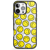 iPhone 16 Pro Max Happy Face Clear Pattern Black Impact Phone Case