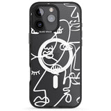 iPhone 16 Pro Max Abstract Continuous Line Faces White on Clear Black Impact Phone Case