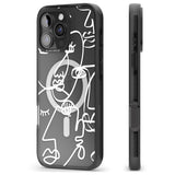 iPhone 16 Pro Max Abstract Continuous Line Faces White on Clear Black Impact Phone Case