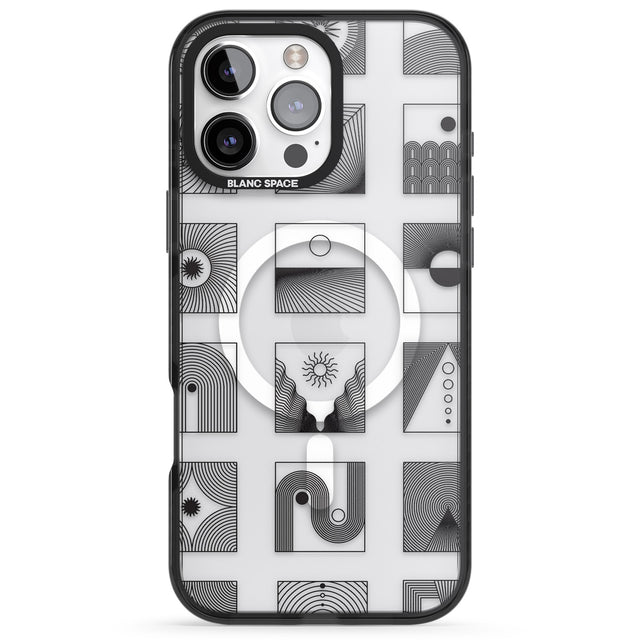 iPhone 16 Pro Max Abstract Lines: Mixed Pattern #2 Black Impact Phone Case