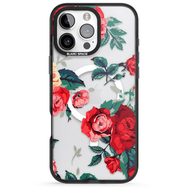 iPhone 16 Pro Max Rose Pattern Black Impact Phone Case