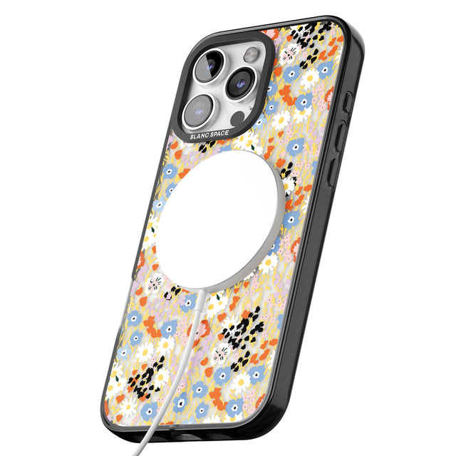 iPhone 16 Pro Max Busy Floral Mix: Transparent Black Impact Phone Case