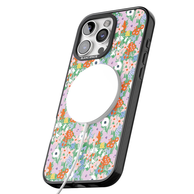 iPhone 16 Pro Max Jazzy Floral Mix: Transparent Black Impact Phone Case