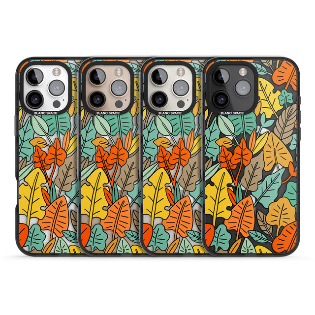 iPhone 16 Pro Max Pastel Toned Autumn Leaves Black Impact Phone Case